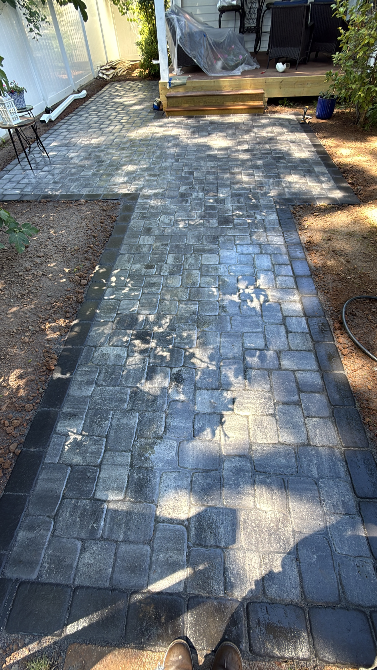 Poolside lawn and pavers in Mooresville